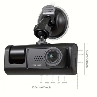 Dual Dash Cam — Front & Interior, IR Night Vision + Loop Recording