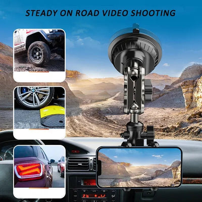 Car Phone Mount with Glass Suction Base & 360° Rotating Arm