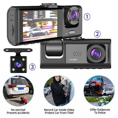 Dual Dash Cam — Front & Interior, IR Night Vision + Loop Recording