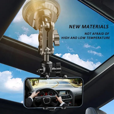 Car Phone Mount with Glass Suction Base & 360° Rotating Arm
