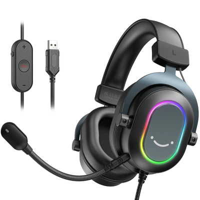 سماعة الألعاب FIFINE H6 بإضاءة RGB — صوت محيطي 7.1، USB
